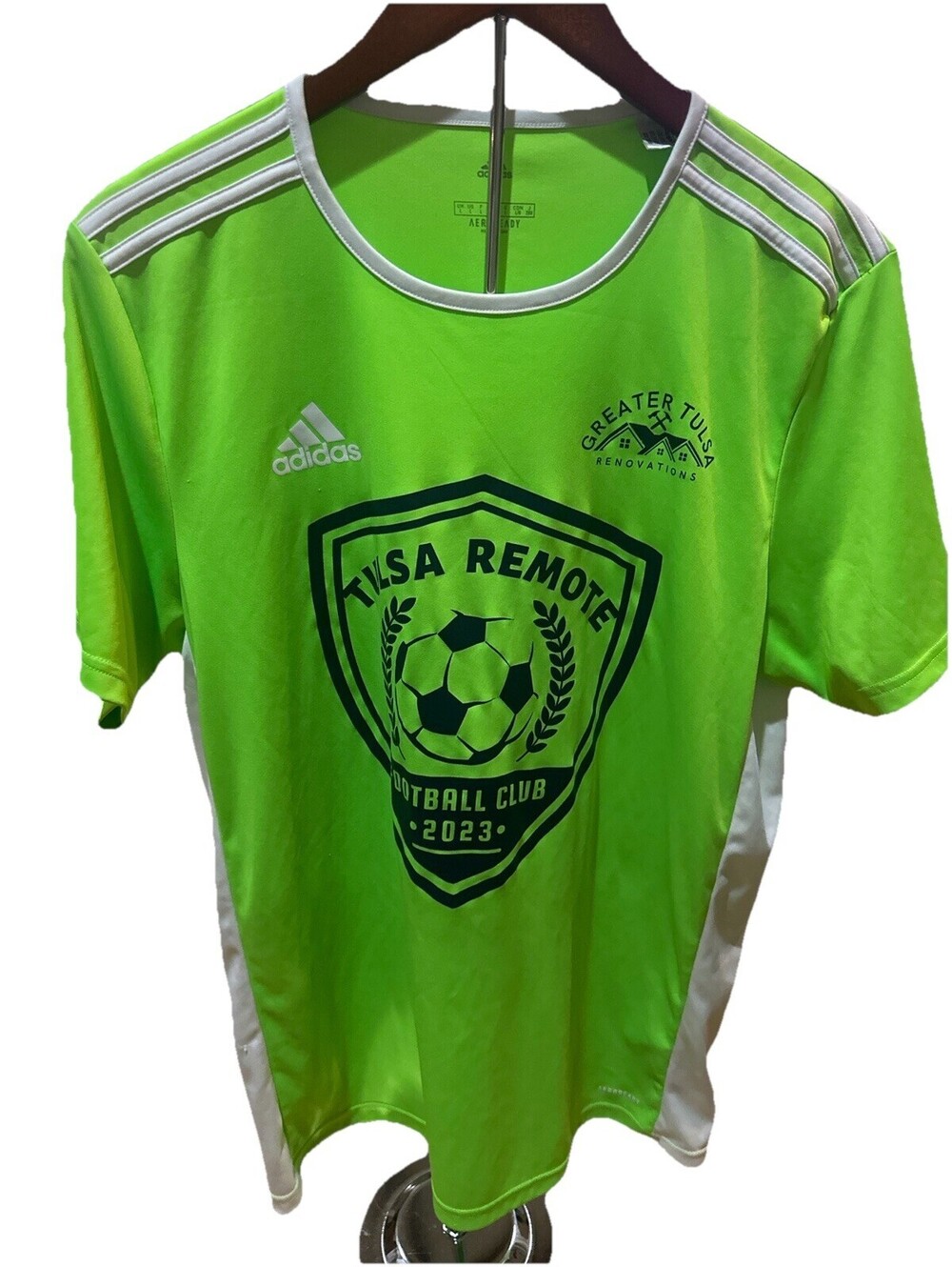 Adidas Aeroready Football Club Jersey Lime Green Size Large